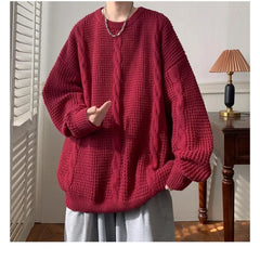 Threebooy Twist Round Neck Sweater and Sweater for Men Trendy Brand Lazy Style Retro Top
