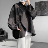 Threebooy Men's Luxury Chic Texture Shirt Vintage Casual Drapped Solid Color Button-down Long Sleeve Shirts for Men All-match Clothing
