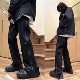 Threebooy Men's Loose Cargo Vintage Casual Pants Hip Hop Style Fashion Sweatpants Black Color High-quality Trousers Plus Size M-5XL