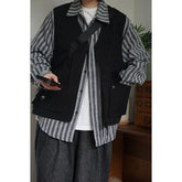 Threebooy Japan Cityboy Style Jacket Retro Work Clothes Striped Shirt Vest Korean Streetwear Men Women Loose Trendy Long-sleeved Jacket