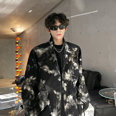 Threebooy Men's High Quality Printed Texture Jackets Streetwear Casual Jacket Male Autumn New Couple Fashion Loose Zipper Coat