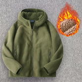 Threebooy Thickened Fleece Zipper Hooded Sweatshirt For Men Women Autumn And Winter Outdoor Warm Jacket Casual Lambskin Outwear Coats