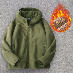 Threebooy Thickened Fleece Zipper Hooded Sweatshirt For Men Women Autumn And Winter Outdoor Warm Jacket Casual Lambskin Outwear Coats