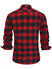 Threebooy Autumn and Spring New Fashion Trend American Vintage Long Sleeve Plaid Shirt Men's Loose Sports Comfortable High Quality Shirt