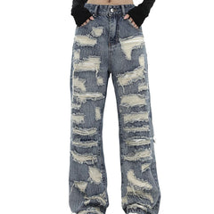 Threebooy Y2K Streetwear Baggy Ripped Stacked Jeans Pants For Men Clothing Straight Hip Hop Denim Trousers Pantalon Homme