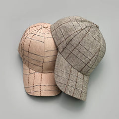 Threebooy Versatile Stripe Check Baseball Caps Autumn and Winter New Fashion Men Women Cotton British Style Warm Sunshade Houndstooth Soft