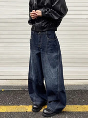 Threebooy Hong Kong Style Trendy Men's New Personalized Letter Jeans Hip-Hop Ins Fashion High Street Trendy Cool Long Pants