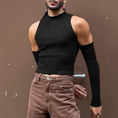 Threebooy Men Hollow Out Long Sleeve T Shirt Casual Turtleneck Sweatshirt Streetwear Sexy Crop Off Shoulder Tops Summer