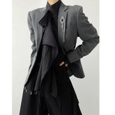 Threebooy Japanese Retro High-end Coat High-end Suit Korean Trendy Solid Slim JacketMen Women Neutral Style Design Blazer Chic