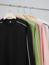 Threebooy 260GSM Striped Long Sleeve T-Shirts Men Korean Fashion O-Neck Loose Fit Basic Tee Tops Unisex Couples Oversized Tshirts