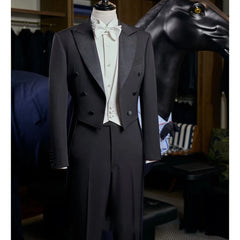 Threebooy Classic Elegant Black Men's two Pieces Set Suit Set Peak Lapel Male Blazer Pants Sets Slim Fit Bridegroom Wedding Banquet Suit