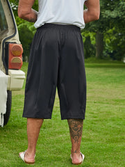 Threebooy plus Size Men's Casual 7/8 Length Pants Suitable for Daily Summer Wear Breathable Loose Comfortable Loose Fit Chinos