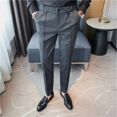 Threebooy Korean Style Men Spring High Quality Leisure Pants/Male Slim Fit Fashion Solid Color Office Dress Trousers Plus size 29-36