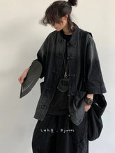 Threebooy New Summer New Chinese Style Old Denim Short-sleeved Shirt Korean Style Men Women Loose Retro Button-up Shirt Jacket Aesthetic