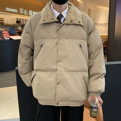 Threebooy Streetwear Winter Clothing New Loose and Thick Cotton Jacket with Double Zipper Decoration