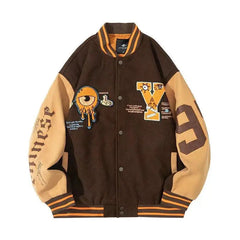 Threebooy spring autumn Season Men's Embroidered Jacket Loose-Fit American Style Street Hip Hop Fashion Trendy Baseball Uniform
