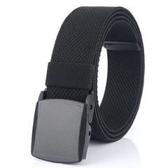 Threebooy 95cm-120cm Metal-free Elastic Belts for Men Women Hard Plastic Buckle Stretch Belt Male Trouser Girdles Waistband Black