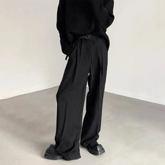 Threebooy Men Trousers Ice Silk Light Casual Pants Autumn Versatile Simple Comfortable Street Straight Pants Men'S Clothing (No Belt)