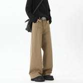 Threebooy Spring New Trendy Jeans Personality Design Male Solid Color Washed Straight Male Denim Pants Wide Leg Casual jeans