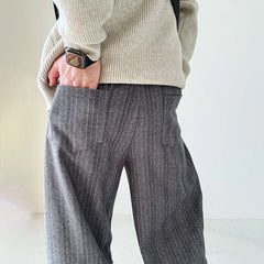 Threebooy Mens Pants Thick Woolen Casual Pants Autumn Streetwear Fashion Personality Versatile Trend Comfort Wide-Leg Pants Men'S Clothing