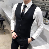 Threebooy Brand Clothing Fashion Men Spring Slim Fit Pure Ctton Business Suit Vest/Male Fashion Leisure Blazers Vest Black Grey Blue