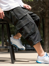 Threebooy plus Size Men's Workwear Seven-Foot Pants Trendy Street Style Big And Tall Utility Trousers for Men
