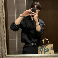 Solid Long Sleeve Shirts Men All-match Smart Casual Office Handsome Business Simple Korean Fashion Camisas De Hombre BF Ulzzang