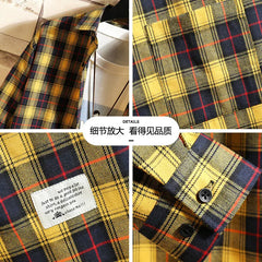 Threebooy Spring Men's Flannel Cotton Long Sleeve Plaid Shirt High Quality Button Down Casual Shirt For Men Slim Fit Fashion All-match