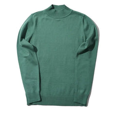Threebooy Spring and Autumn Men's Half High Collar Solid Color Pullover Splice Casual Fashion Elegant Commuter Long Sleeve Sweater