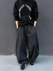 Threebooy Old Money Y2K Stripe Wide Leg Baggy Pants Men Streetwear Vintage Loose Oversize Casual Pants Designer Curved Trousers Straight