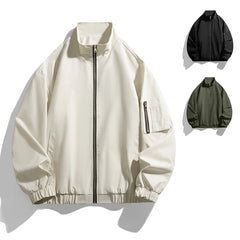 Threebooy Thin Stand Collar Workwear Jacket Men New Spring Autumn Men's Solid Color Coat Zipper Fashion Windproof Bomber Jackets Man
