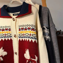Threebooy Mens Sweater Puppy Dog Bow Collar Sweater Novel Design Streetwear Fashion Trend Youth Casual Long Sleeve Top Men'S Clothing