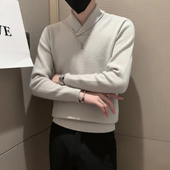 Threebooy Men High Quality Casual Knit Sweaters/Male Slim Fit High Quality Solid Color V-neck Casual Pullover Man Knit Sweaters S-3XL