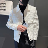 Threebooy Men's Spring High Quality Casual Jackets/Male Slim Fit White Black Lapel Fashion Business Coat Plus Size S-3XL