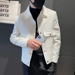 Threebooy Men's Spring High Quality Casual Jackets/Male Slim Fit White Black Lapel Fashion Business Coat Plus Size S-3XL
