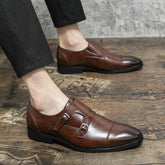Threebooy Versatile Men's Casual Shoes Office Business Shoes Pointed Low Heel Men's Formal Shoes Big Size:38-48