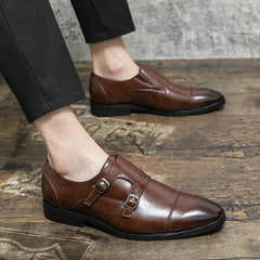 Threebooy Versatile Men's Casual Shoes Office Business Shoes Pointed Low Heel Men's Formal Shoes Big Size:38-48