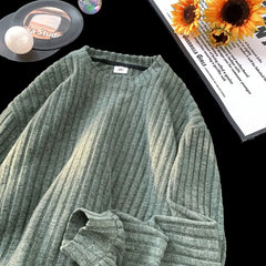 Threebooy American Casual Hairy Sweatshirt Men's Autumn Winter Hip Hop Preppy Loose Lazy Long-sleeved T-shirt High-end Casual Inner Wear