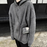 Threebooy Vintage Zipper Hooded Cardigan Sweater Spring Autumn New Style Lazy Style Casual Knitted Top