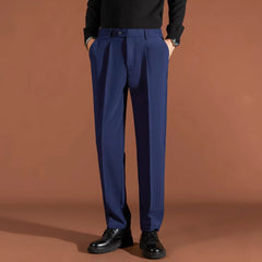 Threebooy Navy Blue British Trendy and Fashionable Drooping Trousers for Men's Tapered Casual Straight Business Suit Pants