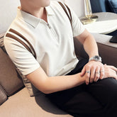Threebooy Clothing New Light Luxury Casual Polo Shirt Men's Solid Color Texture Lapel Breathable Loose Leisure T-Shirt Summer S-4XL