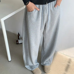 Threebooy New Men's Tie-dye Fleece Casual Pants Side Striped Wide Leg Straight Sweatpants Neutral High-quality Long Baggy Trousers Sport