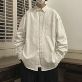 Threebooy New Men Luxury Korean Style Shirts Casual Long Sleeve Drapped Solid Color Button-down Cardigan Fashion Japanese Blouse 2025 New
