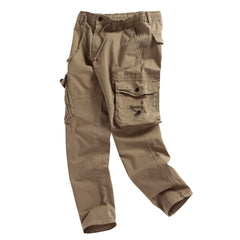 Threebooy New Spring Autumn Men's Fashion Drawstring Elastic Waist Casual Pants Solid Multi-Pocket Jogger Cargo Pants Male Sports Trousers