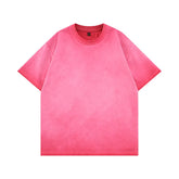 Threebooy Mens Gradient Washed Loose Crew Neck Tee Streetwear Vintage Distressed Oversized Tshirt man Casual Fashion Trendy Basic Top