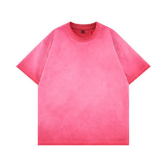 Threebooy Mens Gradient Washed Loose Crew Neck Tee Streetwear Vintage Distressed Oversized Tshirt man Casual Fashion Trendy Basic Top