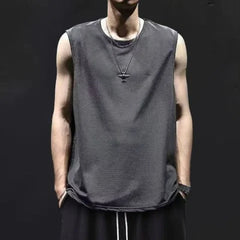 Threebooy Summer New Ice Silk Street Casual Tank Top Sleeveless Simplicity Plus Size Sports Fashion Pullovers Top Korean Trend Men Clothes