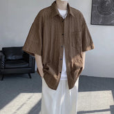 Threebooy Summer Short Sleeved Shirt Men Casual White Shirt Men Streetwear Hip-hop Loose Hollow Shirt Mens Hawaiian Shirt Plus Size 5XL