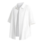 Threebooy Men Ice Silk Cooling Shirt Summer Loose Fit Casual Oversized Breathable Wrinkle Free Comfy Lightweight Draped Trendy
