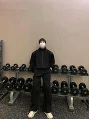 Threebooy High-end Casual Sports Suit Men's Loose Design Cardigan Jacket Wide-leg Pants Trendy Two-piece Set Men Women Tracksuits